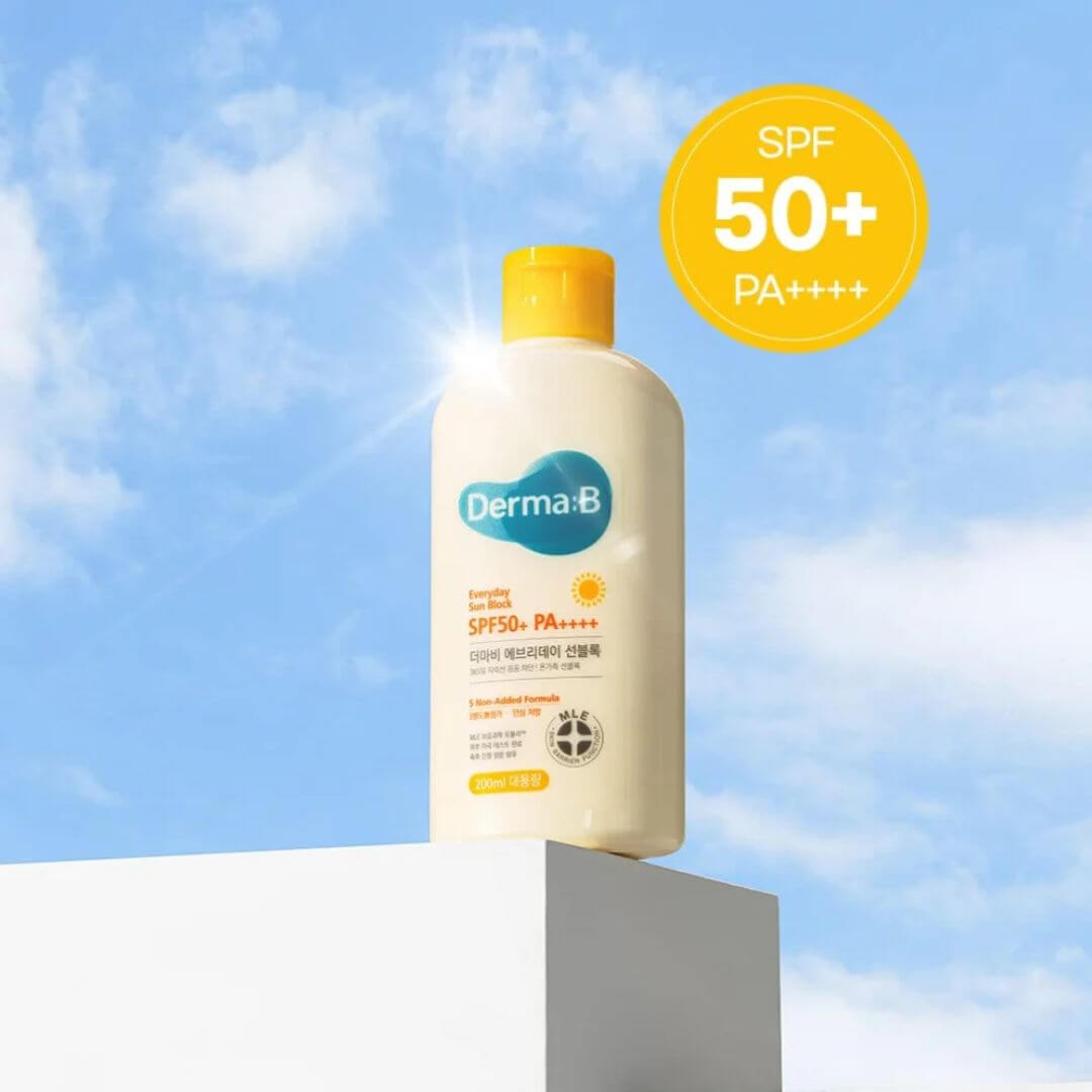 Derma:B Everyday Sun Block SPF50+ PA++++ protege con amplio espectro UVA y UVB. 