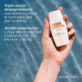 FotoUltra Active Unify ISDIN sin color ofrece triple acción despigmentante.
