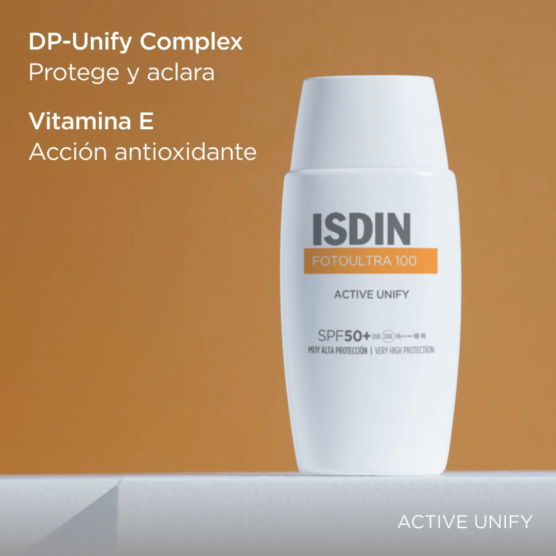FotoUltra Active Unify ISDIN protege UVA/UVA + luz azul y reduce manchas.