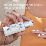 ISDIN FotoUltra Age Repair Fusion Water SPF50 textura ultraligera y no deja residuo graso.