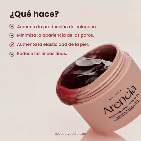 Fresh Red Smoothie Serum 30 de Arencia que minimiza poros y mejora arrugas con niacinamida.