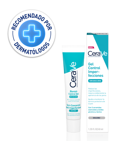 Gel CeraVe para acné con niacinamida que calma la piel mientras actúa.