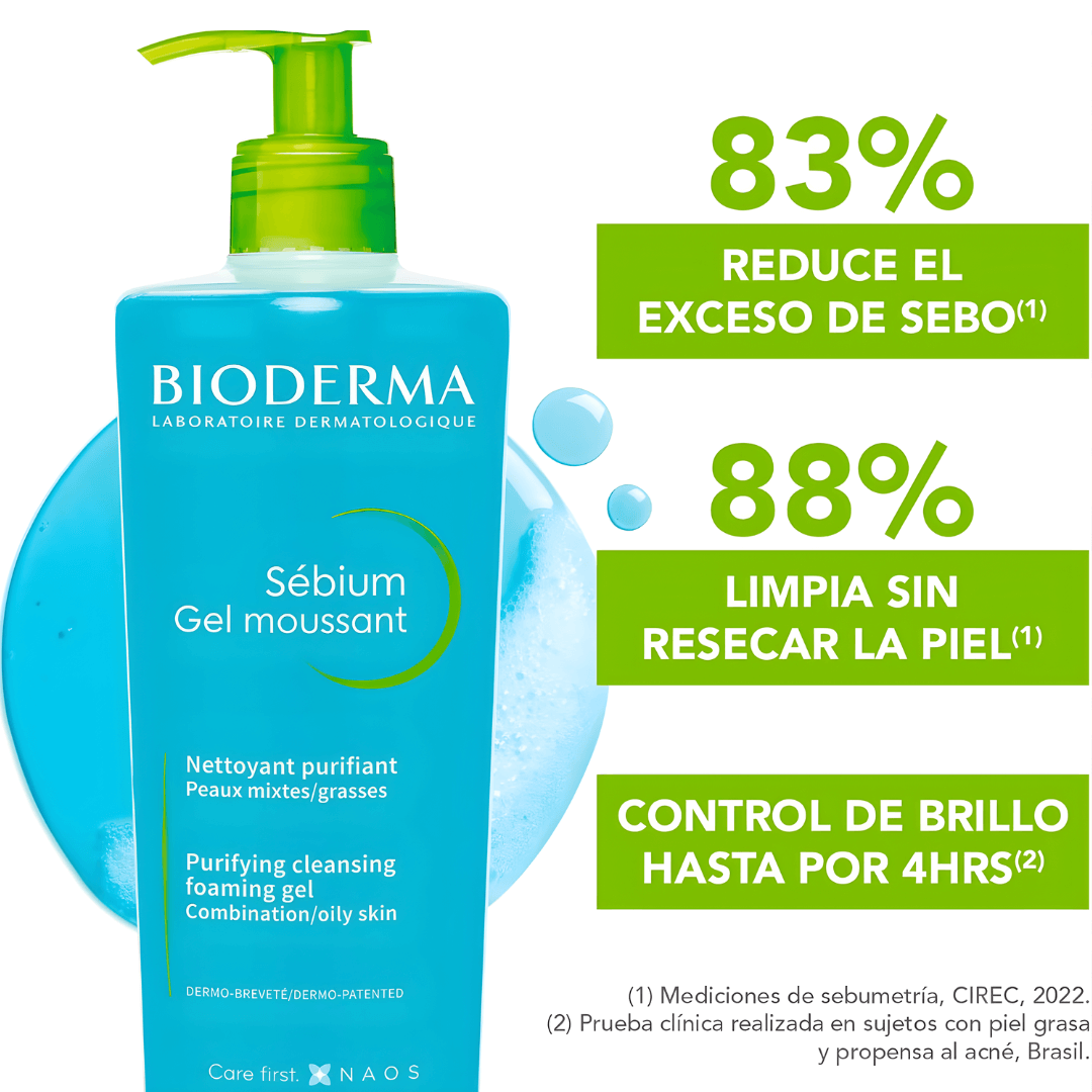 Sébium Gel Moussant Bioderma ayuda a reducir puntos negros y brillos en la zona T.