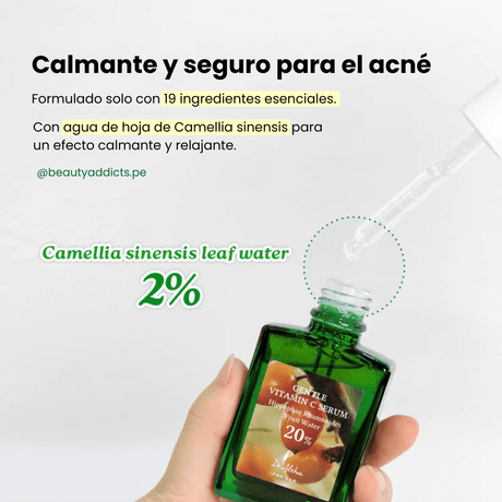 Gentle Vitamin C Serum Dr.Althea formulado con agua de hoja de Camellia que calma y relaja la piel.