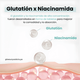 Glutathione Niacinamide Beauty Tablet APLB ayuda a reducir manchas con glutatión antioxidante.