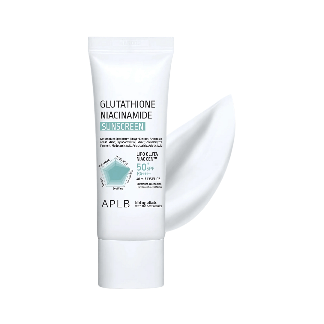 Protector solar con niacinamida y glutatión, ideal para piel opaca o con manchas de APLB.