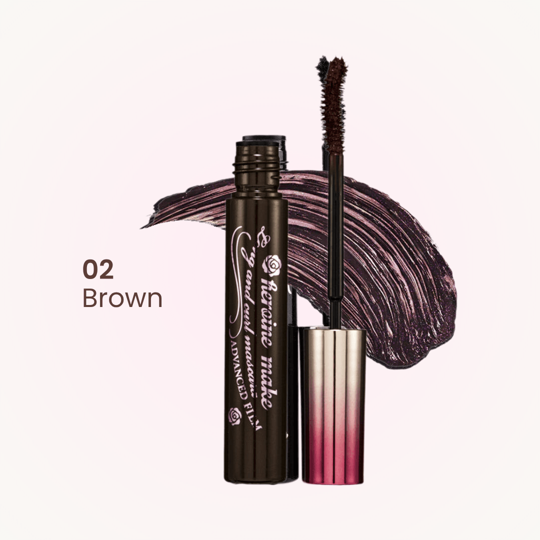 Heroine Make Long & Curl Mascara Advanced Film. 2 colores diferentes: negro u marron.