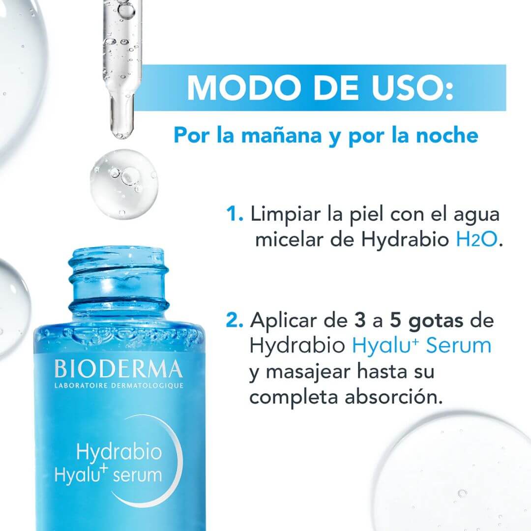 Bioderma Hydrabio Hyalu+ Serum con ácido hialurónico y niacinamida, ideal para piel apagada.