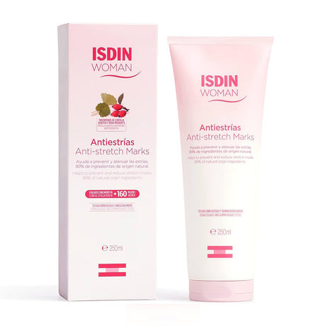 ISDIN Woman Antiestrías previene y reduce estrías con hidratación profunda.