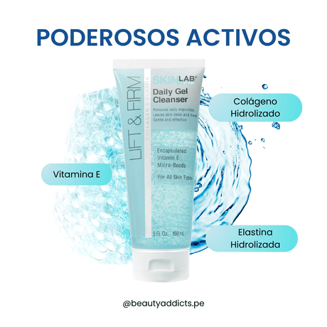 Daily Gel Cleanser  es un limpiador facial con vitamina E y péptidos para una piel más firme y luminosa.