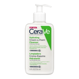 CeraVe Hydrating Cream-To-Foam Cleanser con 3 ceramidas y ácido hialurónico para una hidratación profunda.