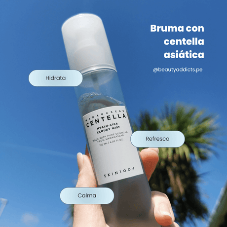 Hyalu-Cica Cloudy Mist que hidrata, calma y refresca con textura ligera en bruma.