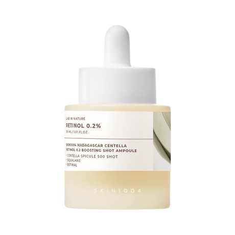 Retinol 0.2% Boosting Shot Ampoule de Skin 1004 suaviza arrugas y mejora la elasticidad de la piel.