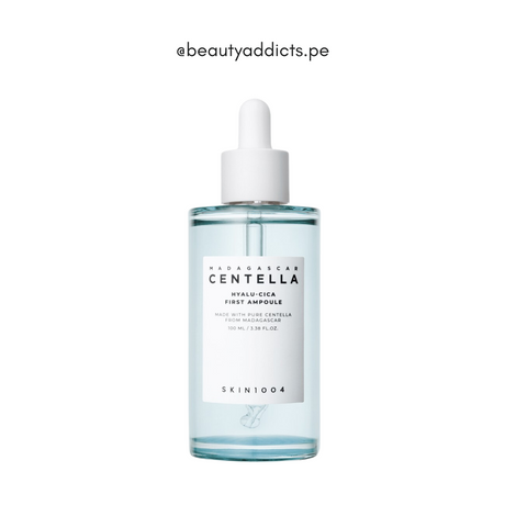 SKIN1004 Hyalu-Cica First Ampoule con 5 tipos de ácido hialurónico para piel hidratada.