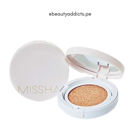 Magic Cushion Cover Lasting Missha, base en cushion que unifica el tono y cubre imperfecciones.