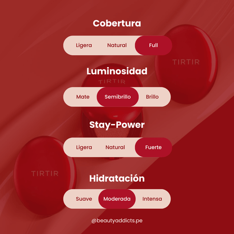 Mask Fit Red Cushion de Tirtir, con buena cobertura y acabado luminoso natural.