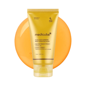 Medicube Kojic Acid Turmeric Night Wrapping Mask para despertar con una piel hidratada, uniforme y radiante.