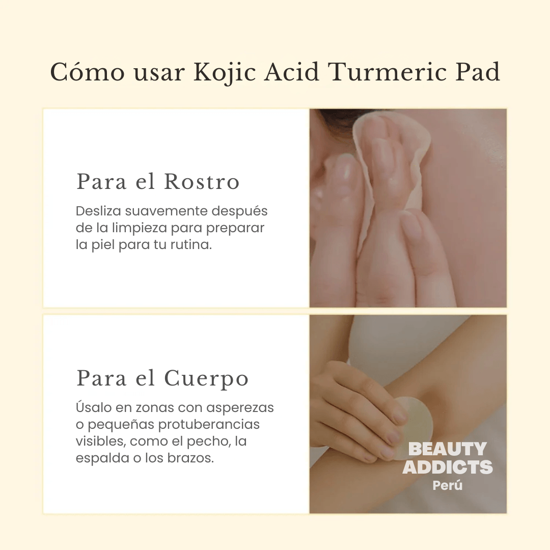Pads faciales Medicube con ácido kójico y cúrcuma que ayudan a iluminar la piel, reducir manchas y mejorar el tono desigual con una exfoliación suave.
