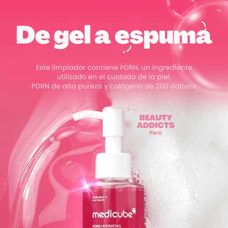 Medicube PDRN Hydrating Gel Cleanser para una piel limpia, hidratada, suave y preparada para los siguientes pasos de la rutina facial.