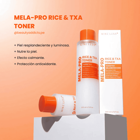 Mela-Pro Rice & TXA Toner de Nineless que mejora la textura de la piel y reduce la opacidad.