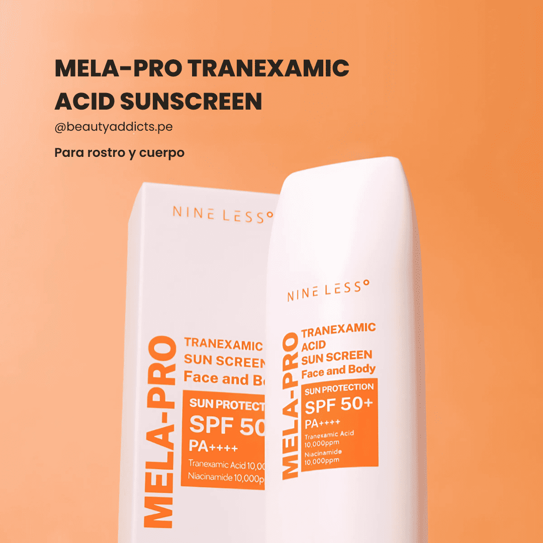 Mela-Pro Tranexamic Acid Sunscreen con ácido tranexámico que cuida pieles propensas a brotes.