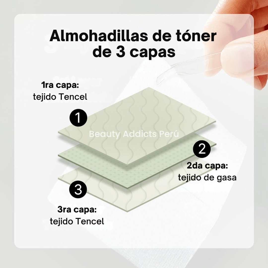 Toner pads hidratantes ideales para preparar la piel antes del maquillaje o skincare.