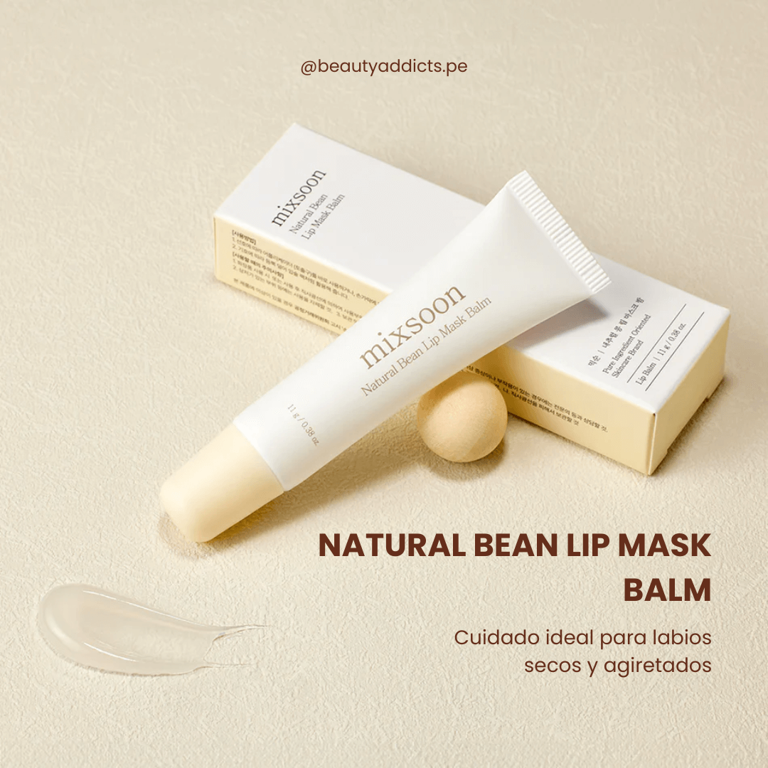 Mixsoon Natural Bean Lip Mask Balm repara labios agrietados sin sensación pesada.