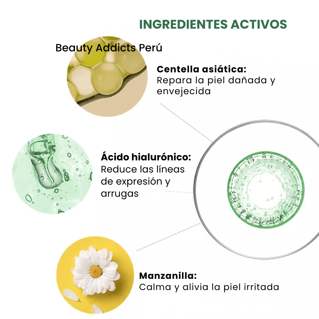 Tratamiento en tela con Cica para restaurar la piel dañada y mantenerla equilibrada.