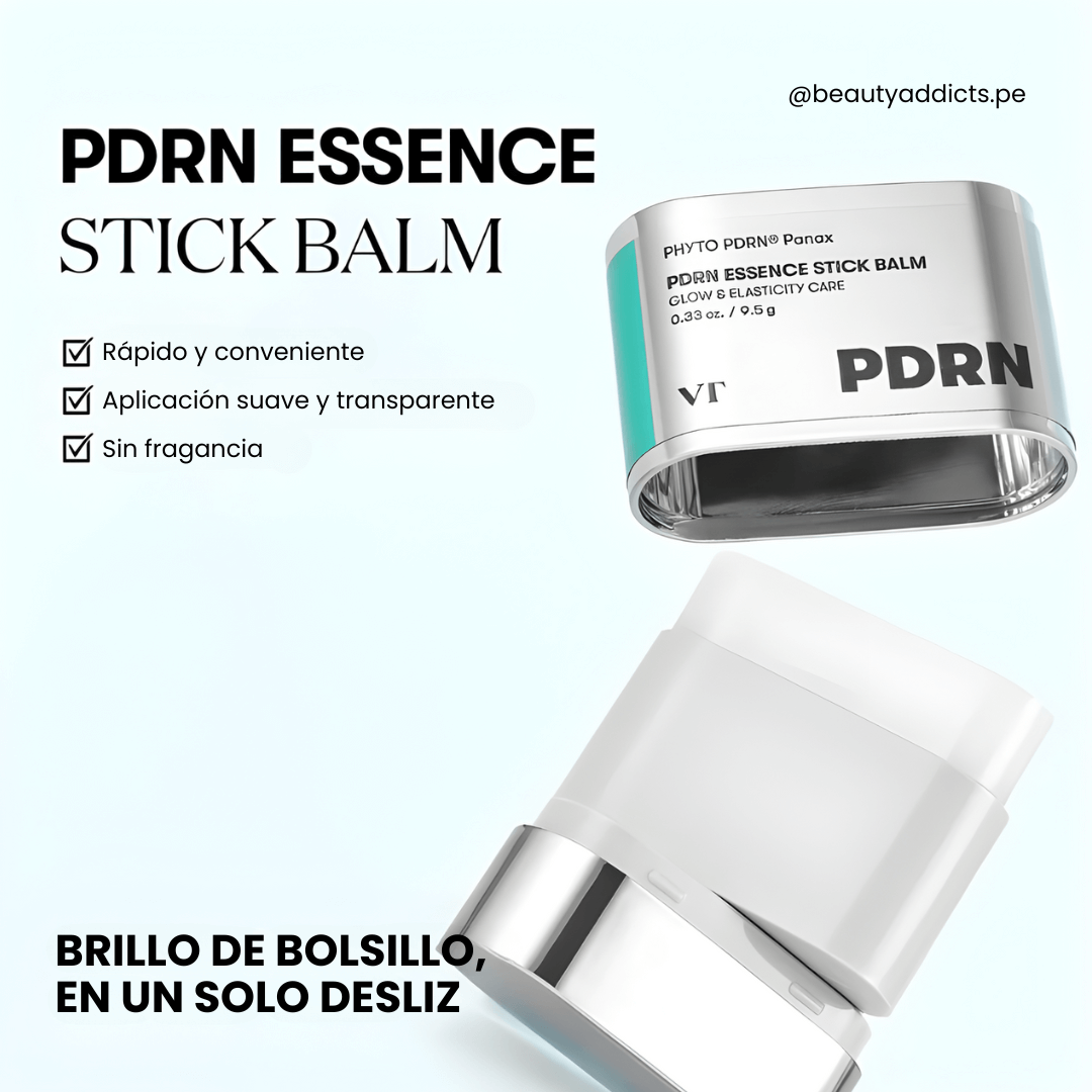 PDRN Essence Stick Balm VT Cosmetics con acabado luminoso sin sensación pesada.