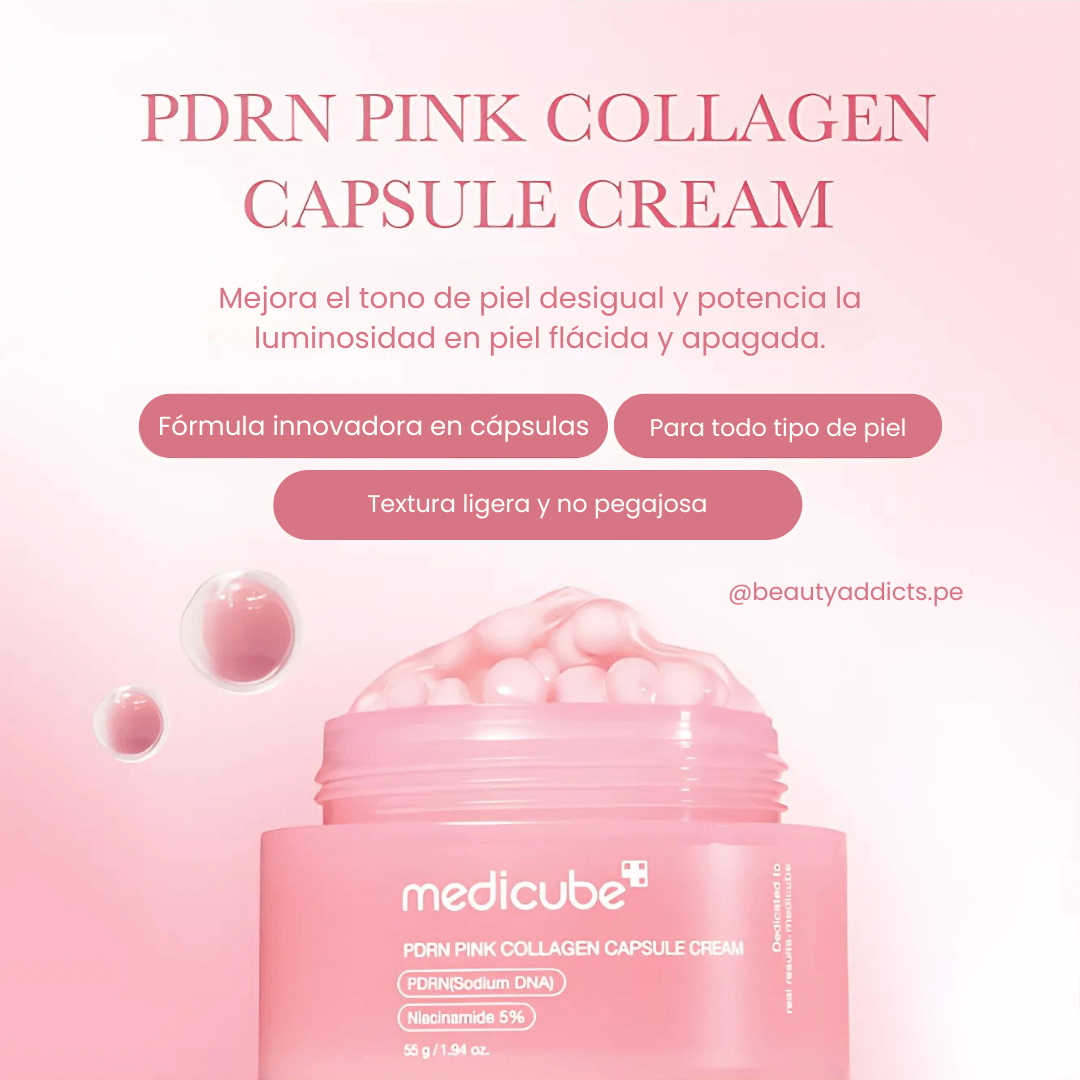 PDRN Pink Collagen Capsule Cream de Medicube de textura ligera y no pegajosa.