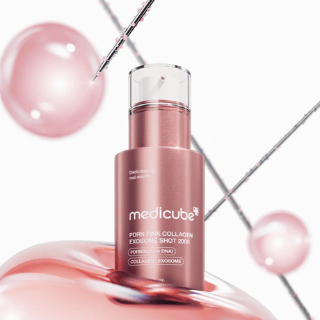 PDRN Pink Exosome Shot Serum 2000 de Medicube refuerza la barrera y aporta glow radiante.