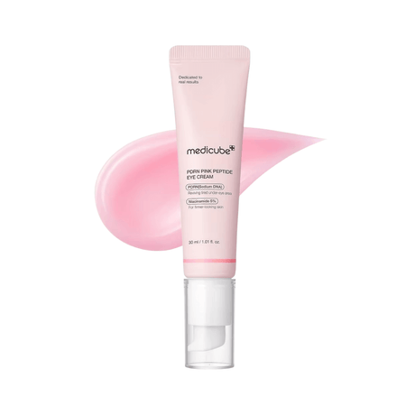 Medicube PDRN Pink Peptide Eye Serum ilumina ojeras y suaviza líneas con retinol y PDRN. 