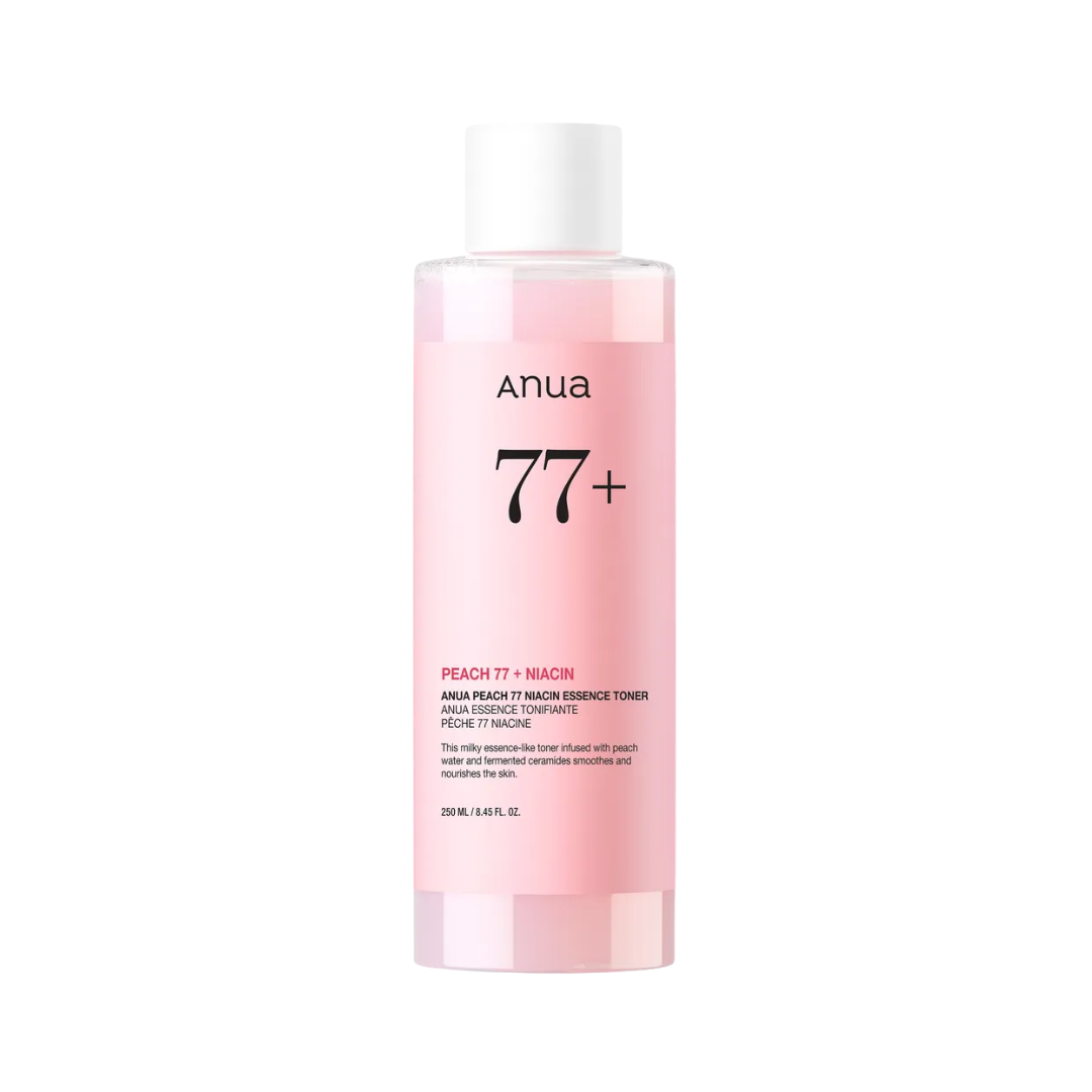 Anua Peach 77 Niacin Essence Toner ilumina y mejora el tono desigual de la piel.