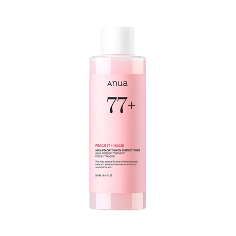 Anua Peach 77 Niacin Essence Toner ilumina y mejora el tono desigual de la piel.