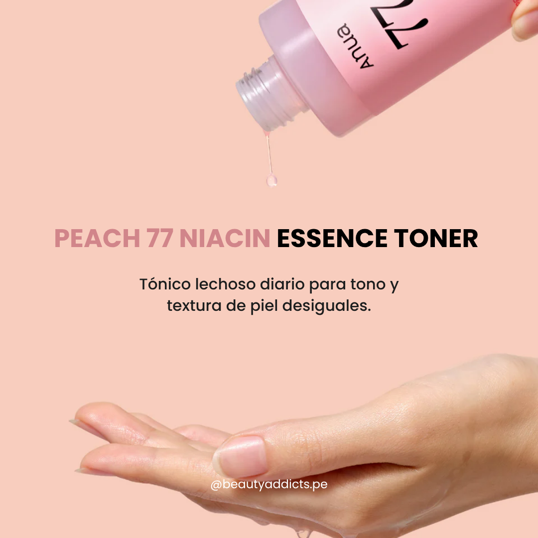 Anua Peach 77 Toner con niacinamida para unificar el tono y aportar luminosidad.