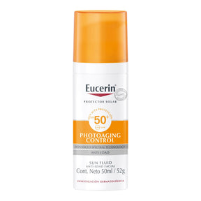 Eucerin Photoaging Control con ácido hialurónico para suavizar arrugas.
