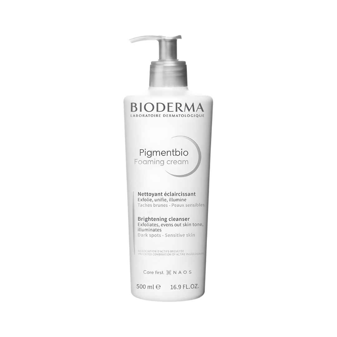 Pigmentbio Foaming Cream Bioderma exfolia suavemente y mejora la luminosidad del rostro.