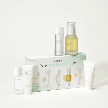 Set de skincare coreano con productos hidratantes y revitalizantes que ayudan a conseguir un efecto glow natural.