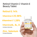 Retinol Vitamin C Vitamin E Beauty Tablet APLB nutre la piel con vitaminas rejuvenecedoras.