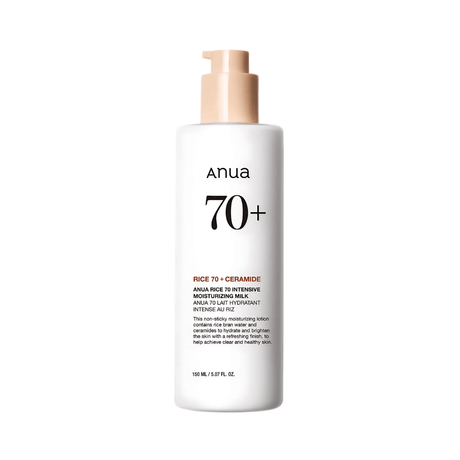 Anua Rice 70 Intensive Moisturizing Milk hidrata, ilumina y mejora la elasticidad de la piel.
