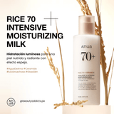 Leche facial Anua Rice 70 Intensive Moisturizing Milk  que fortalece la barrera y unifica el tono.