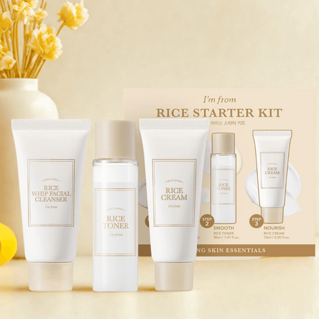 I’m From Rice Starter Kit ideal para piel suave, luminosa y con poros menos visibles.
