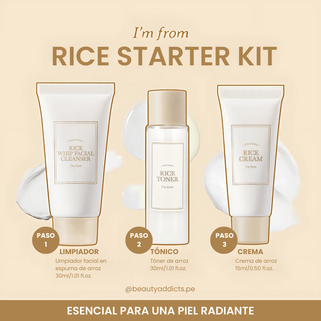 I’m From Rice Starter Kit combina tres pasos para una piel equilibrada y nutrida.