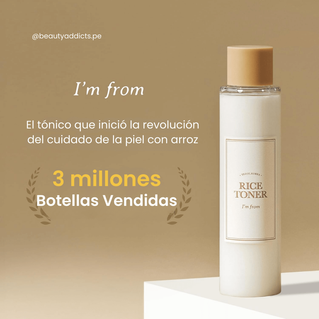 I’m From Rice Toner de textura ligera que mejora la suavidad y luminosidad de la piel.