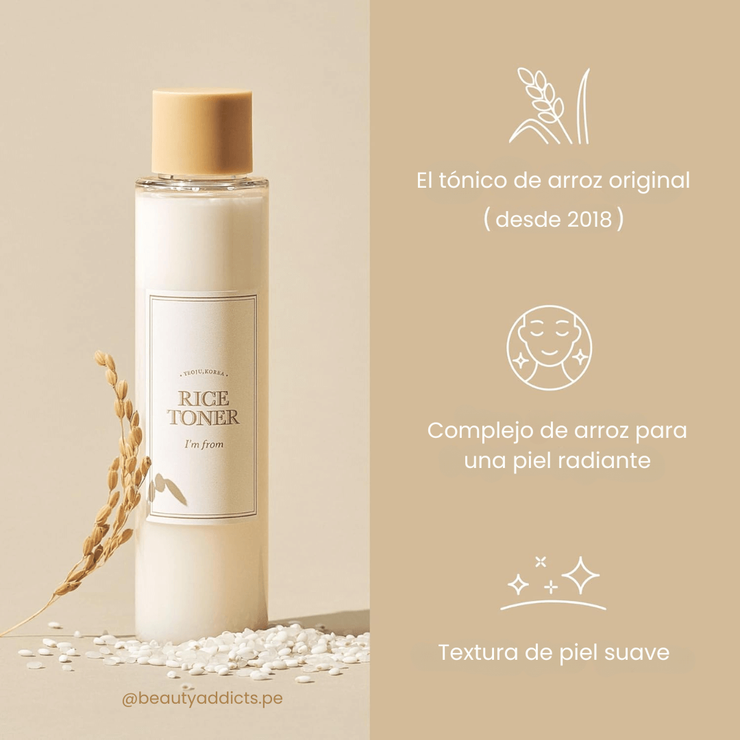I’m From Rice Toner refresca y revitaliza la piel dejándola tersa y radiante.