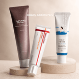 Kit de rutina básica antiedad con productos esenciales para limpiar, hidratar y prevenir signos de envejecimiento como líneas finas y pérdida de firmeza.