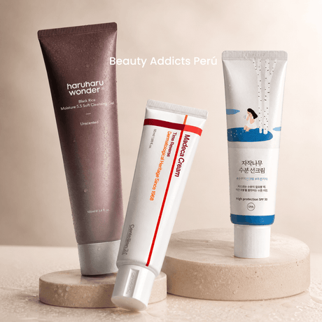 Kit de rutina básica antiedad con productos esenciales para limpiar, hidratar y prevenir signos de envejecimiento como líneas finas y pérdida de firmeza.