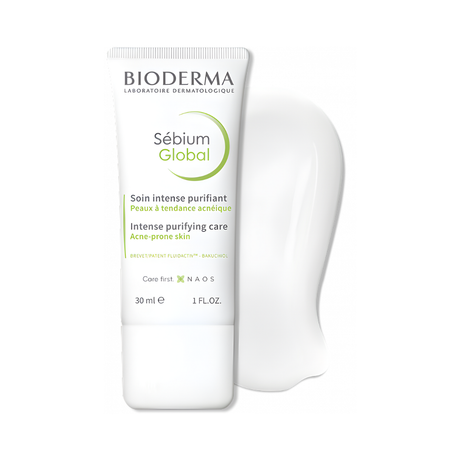 Sébium Global Bioderma trata granos y puntos negros y restaura el equilibrio de la piel.