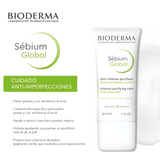 Sébium Global Bioderma hidrata mientras combate brotes y mejora la textura cutánea.