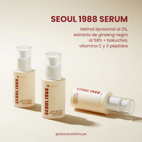 Seoul 1988 Serum con 2% de retinal liposomal que suaviza arrugas y mejora el tono de la piel.